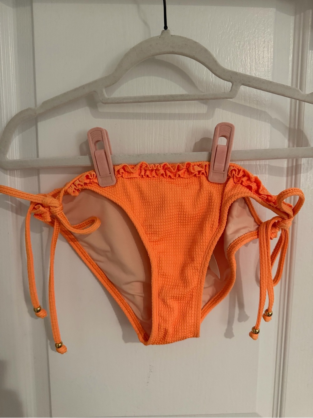 Shoshanna Orange Textured Tie-Side Bikini Bottom